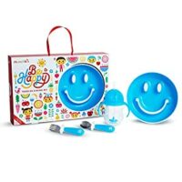 Munchkin Be Happy Toddler Dining Set, Includes Suction Plate, Straw Cup and Utensil Set, Blue