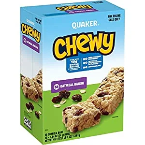 Quaker Chewy Granola Bars, Oatmeal Raisin, (Pack of 1 – 58 Bars)