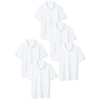 Amazon Essentials Toddler Boys Uniform Short-Sleeve Pique Polo Shirts, 5-Pack White, 2T