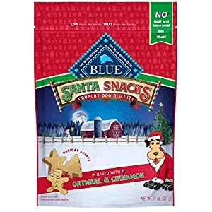Blue Buffalo Santa Snacks Oatmeal & Cinnamon Crunchy Dog Treat Biscuits 11 Oz Bag