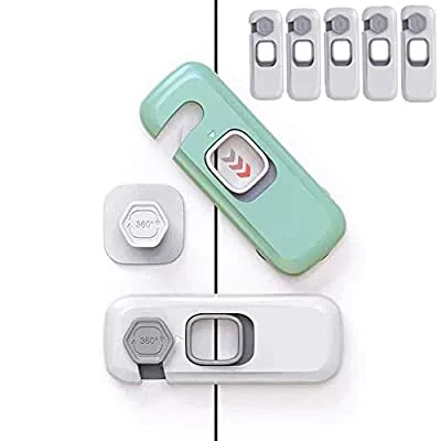 Expired:&nbsp;Cabinet Locks – ENCOLOVE Child Safety Locks ,  Kitchen Safe Latches with Strong Adhesive (Gray)5 Pack
