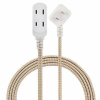 Cordinate Designer 3-Outlet Extension Cord, 2 Prong Power Strip, 8 Ft Cable with Slide-to-Close Flat Plug