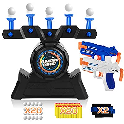 Expired: Floating Ball Shooting Game for Kids RegeMoudal Hover Shot Floating Target with 2 Foam Dart Guns,20 Foam Balls,20 Darts,2 Wrist Belt Floating Ball Targets