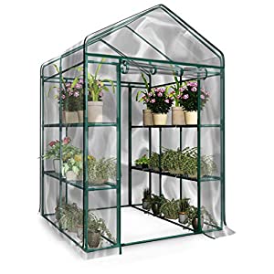 Home-Complete Walk-in Greenhouse-Indoor Outdoor with 8 Shelves, Green - $68.98 ($78.01)