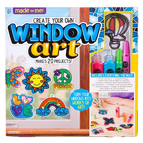 Expired: Made By Me Create Your Own Window Art by Horizon Group USA, Paint Your Own Suncatchers. Kit Includes 12 Pre-Printed Suncatchers + DIY Acetate Sheet, Window Paint, Suction Cups, & More, Assorted Colors - $7.68 ($11.90)