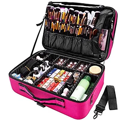 Expired:&nbsp;Joyroom Large Makeup Bag 3 Layers Professional Train Cosmetic Bag Makeup Organizer Case