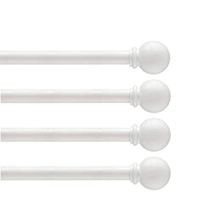 Kenney Chelsea Standard Decorative Window Curtain Rod, 28-48″, White, 4 Pack - $17.69 ($35.58)