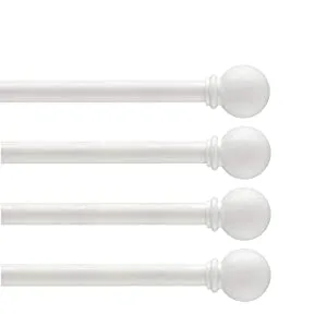 Kenney Chelsea Standard Decorative Window Curtain Rod, 28-48″, White, 4 Pack
