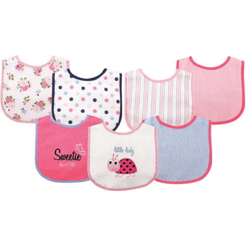 Luvable Friends Baby Boy and Girl Drooler Bib with PEVA Back, 7-Pack – Ladybug