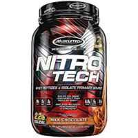 Whey Protein Powder MuscleTech Nitro-Tech Whey Protein Isolate & Peptides Lean Protein Powder for Muscle Gain Muscle Builder for Men & Women Sports Nutrition Chocolate, 2.2 lb (22 Servings)