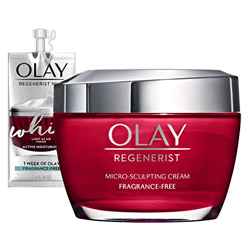 Olay Regenerist Micro-Sculpting Cream Face Moisturizer with Hyaluronic Acid, Niacinamide & Vitamin B3+, Fragrance-Free, 1.7 Ounce + Whip Face Moisturizer Travel/Trial Size Gift Set - $23.75 ($46.92)