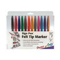 Pentel Felt Tip Sign Pen, Set of 12 Assorted Colors (S520-12)