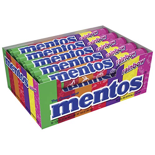 Mentos Chewy Mint Candy Roll, Rainbow, Non Melting, Party, 14 Pieces (Bulk Pack of 15)