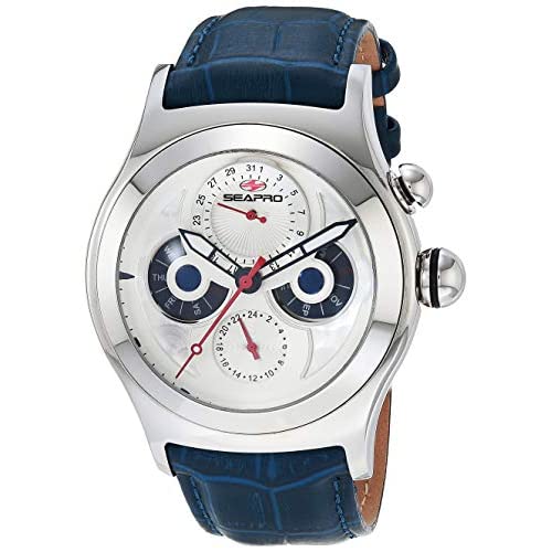 Seapro Men’s Chronoscope Stainless Steel Quartz Leather Strap, Blue, 24 Casual Watch (Model: SP0130) - $53.62 ($397.07)