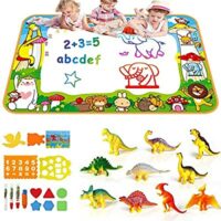 Expired: SmilePowo Large Water Drawing Mat Painting Writing Doodle Board Mess Free for Toddlers  in 6 Colors + 10 Pcs Dinosaur Toy