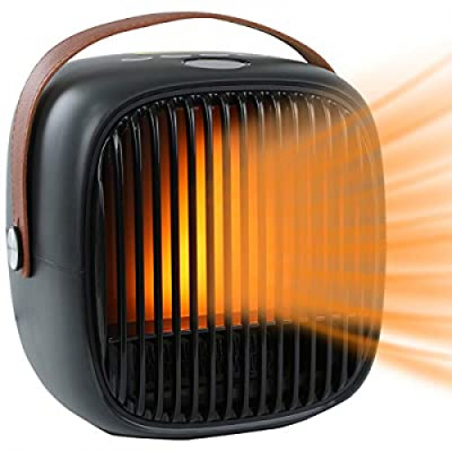 Expired: Space Heater, 800W Electric Portable Ceramic Heater with Flame Flickered & Adjustable Thermostat & 3 Heat Settings