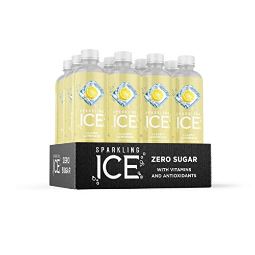 Sparkling Ice, Classic Lemonade Sparkling Water, with Antioxidants and Vitamins, Zero Sugar, 17 fl oz Bottles (Pack of 12)