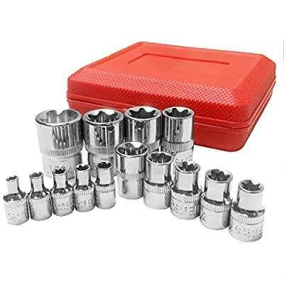 Expired:&nbsp;Torx Star Bit Socket Set,1/2″/3/8″/1/4″ Drive E4 -E24,14 Pieces