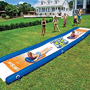 WOW World of Watersports 18-2200 Mega Slide, Giant Backyard Waterslide, High Side Walls, Built in Sprinkler, 25 Feet x 6 Feet, Includes Hand Pump and 2 Inflatable Sleds - $117.40 ($159.51)