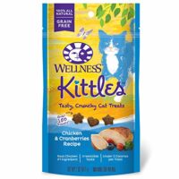 Wellness Kittles Grain-Free Chicken & Cranberries Recipe Crunchy Cat Treats, 2 Ounce Bag