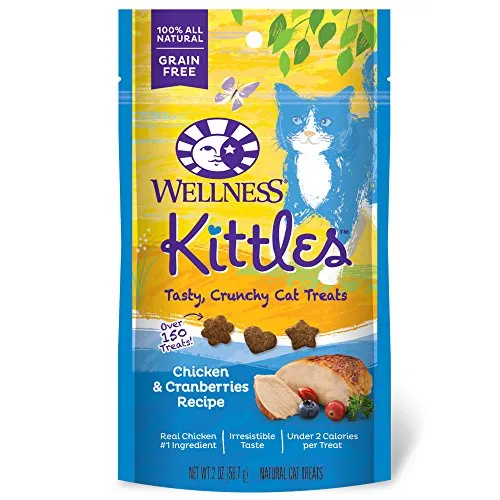 Wellness Kittles Grain-Free Chicken & Cranberries Recipe Crunchy Cat Treats, 2 Ounce Bag