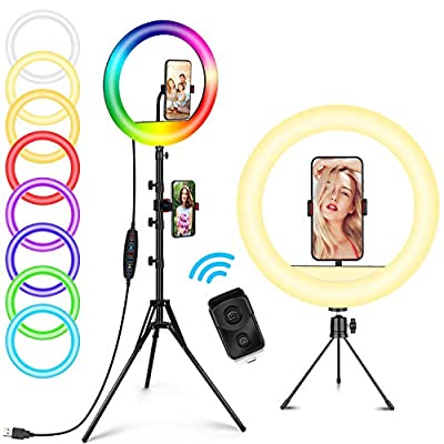 40% off - Expired: 12” RGB Selfie Ring Light with Tripod Stand, 11 Colors Modes RGB Dimmable LED Ring Light with Phone Holder