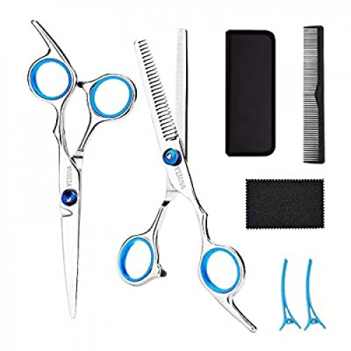 Expired: 7 Pcs Professional Thinning Shears Kit,Home Cutting Hair Scissors with Storage Case