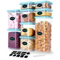 Expired:&nbsp;Airtight Food Storage Container Set with Lids, 9 pcs Plastic Food Container BAP Free Kitchen Pantry Organization