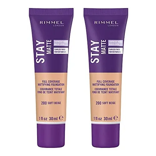Rimmel Stay Matte Liquid Foundation, Soft Beige, 1 Fl Oz, Pack of 2