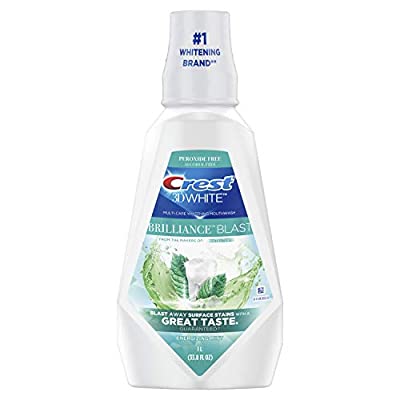 Crest 3D White Brilliance Blast Mouthwash, Energizing Mint, 1 L (33.8 Fl Oz)