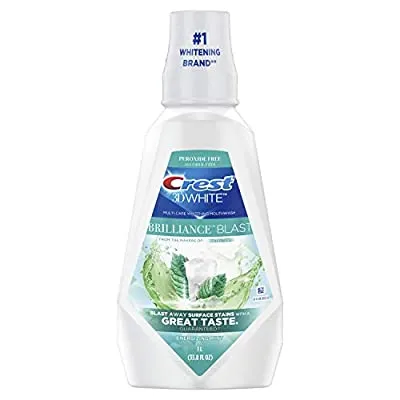 Crest 3D White Brilliance Blast Mouthwash, Energizing Mint, 1 L (33.8 Fl Oz)