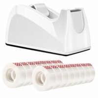 Amazon Basics Tape with Dispenser, 1″ Core, Clear, 3/4″W x 1296″, 16 Rolls/Pack
