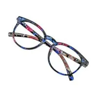 Expired:&nbsp;Blue Light Blocking Glasses, Anti Eyestrain, Computer Reading, TV Glasses, Stylish Oval Frame, Anti Glare (Pink Floral, No Magnification)