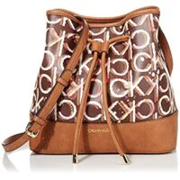 Calvin Klein Gabrianna Novelty Bucket Shoulder Bag, Brown Multi Painted Linear