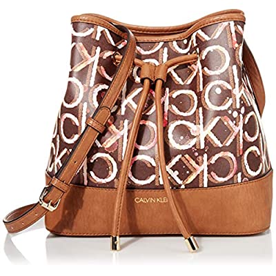 Calvin Klein Gabrianna Novelty Bucket Shoulder Bag, Brown Multi Painted Linear - $48.30 ($107.88)