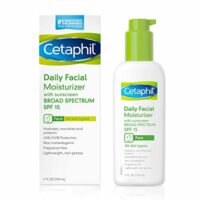 Cetaphil Daily Facial Moisturizer with Sunscreen Broad Spectrum SPF 15, Fragrance Free Unscented 4 Fl Oz (Pack of 2)