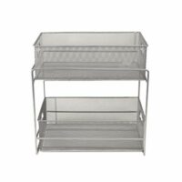 Mind Reader 2 Tier Metal Mesh Storage Baskets Organizer, Silver