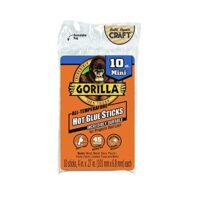 Gorilla Hot Glue Sticks, Mini Size, 4″ Long x .27″ Diameter, 10 Count, Clear, (Pack of 1)