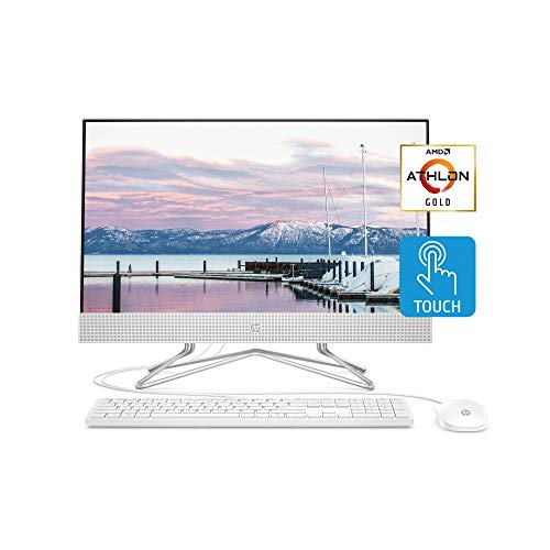 HP 24-inch All-in-One Touchscreen Desktop Computer, AMD Athlon Gold 3150U Processor, 8 GB RAM, 512 GB SSD, Windows 10 Home (24-df0040, White), Snow White - $589.99 ($630.72)