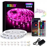 Expired: JESLED 32.8ft Color Changing Light Strips, 44 Keys IR Remote and App Control with Music Sync, Flexible 5050 RGB Lights