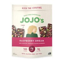 JOJO’s Dark Chocolate Bars Made with Hemp, Plant Based Protein, Sugar Free, Low Carb, Vegan, Paleo & Keto Friendly, Raspberry Dream, 8.4oz Bag (7 Bars)