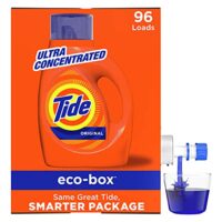 Tide Liquid Laundry Detergent Soap Eco-Box, Ultra Concentrated High Efficiency (HE), Original Scent, 96 Loads