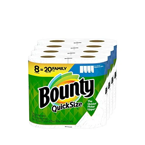 Bounty Quick-Size Paper Towels, White, 8 Family Rolls = 20 Regular Rolls - $15.48 ($21.28)