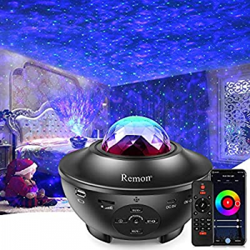 Expired: Remon Star Galaxy Projector Smart Night Light with 10 Colors Ocean Wave and Starry Scene Works with Alexa and Google Home