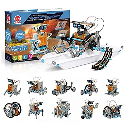 70% off - Expired:&nbsp;STEM Projects Solar Robot Creation Kit – 12-in-1 Construction Set, 190 Pieces – Moves on Land & Water – Educational Activity Gift