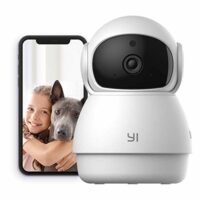 YI Indoor Wireless WiFi Security IP Camera Dome Guard, Smart Nanny Pet Dog Cat Cam Baby Monitor with Night Vision, 2-Way Audio, Motion Detection, 360-degree, Phone App, Works with Alexa and Google