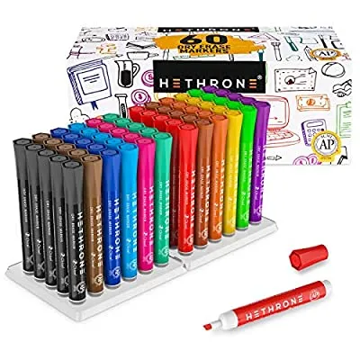50% off - Expired:&nbsp;60 Pack Hethrone Dry Erase Marker – 12 Assorted Colors, Whiteboard Markers With Chisel Tip