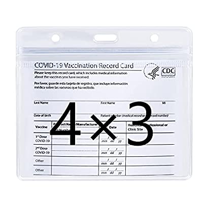 Expired: 10 Pack – CDC Vaccination Card Protector 4 X 3 Inches Clear with Waterproof Type Resealable Zip