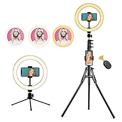 Expired:&nbsp;10″ Ring Light, Oldshark Upgraded Selfie Ring Light with Tripod Stand & Cell Phone Holder Dimmable LED Circle Lights