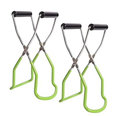 Expired: 2 Pack Canning Jar Lifter Tongs Stainless Steel Jar Grips with Rubber Grip Handle